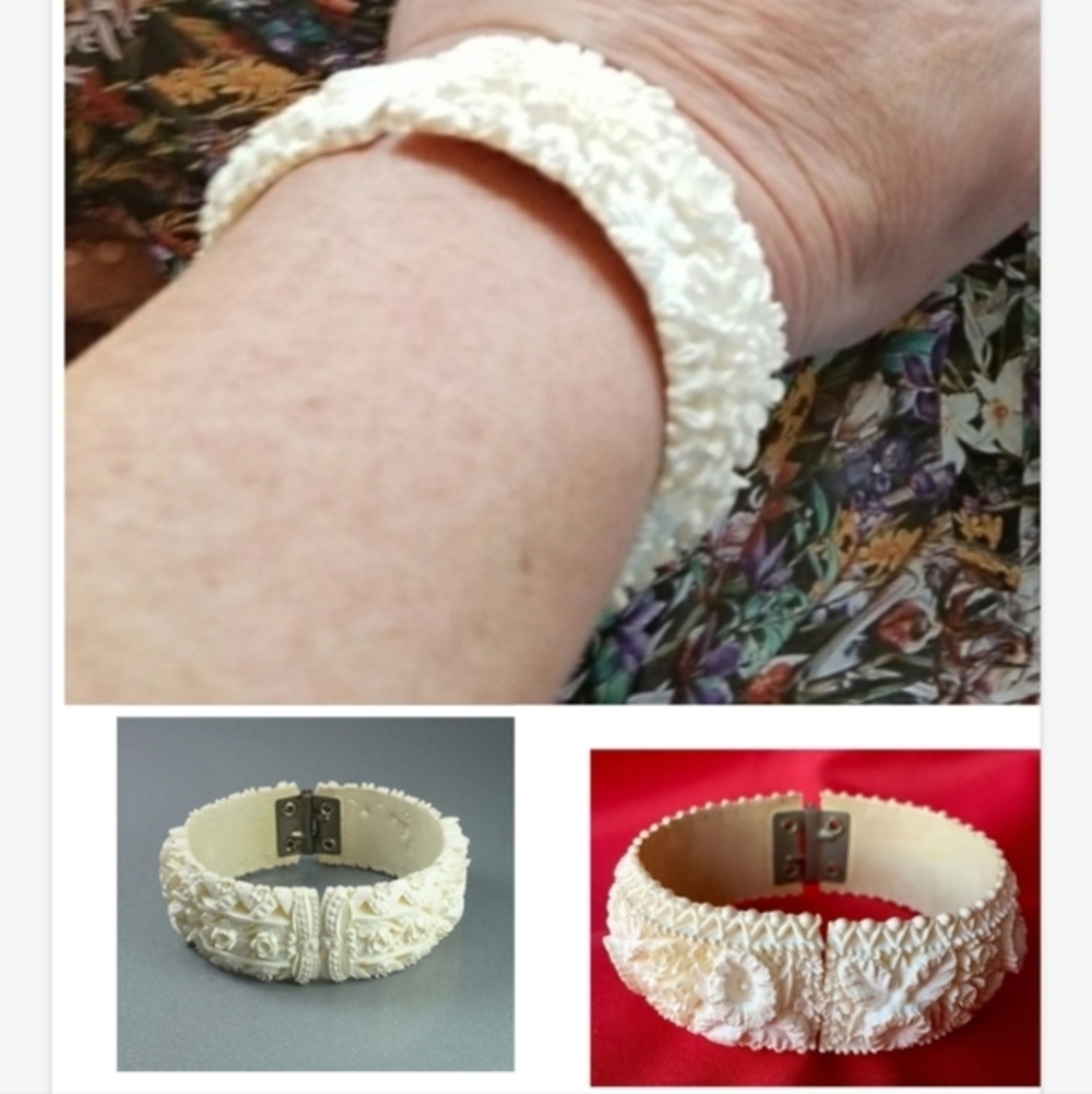 Vintage carved‎ celluloid bracelet